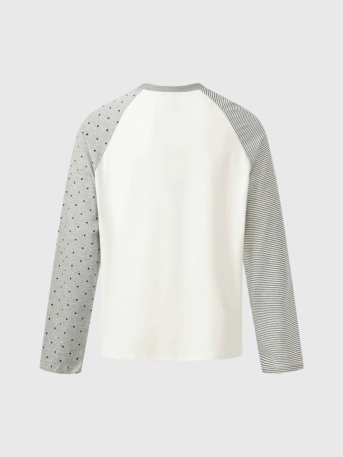Brick Lane Baggy Stripe Dot Raglan Sleeve Top - Grey/White