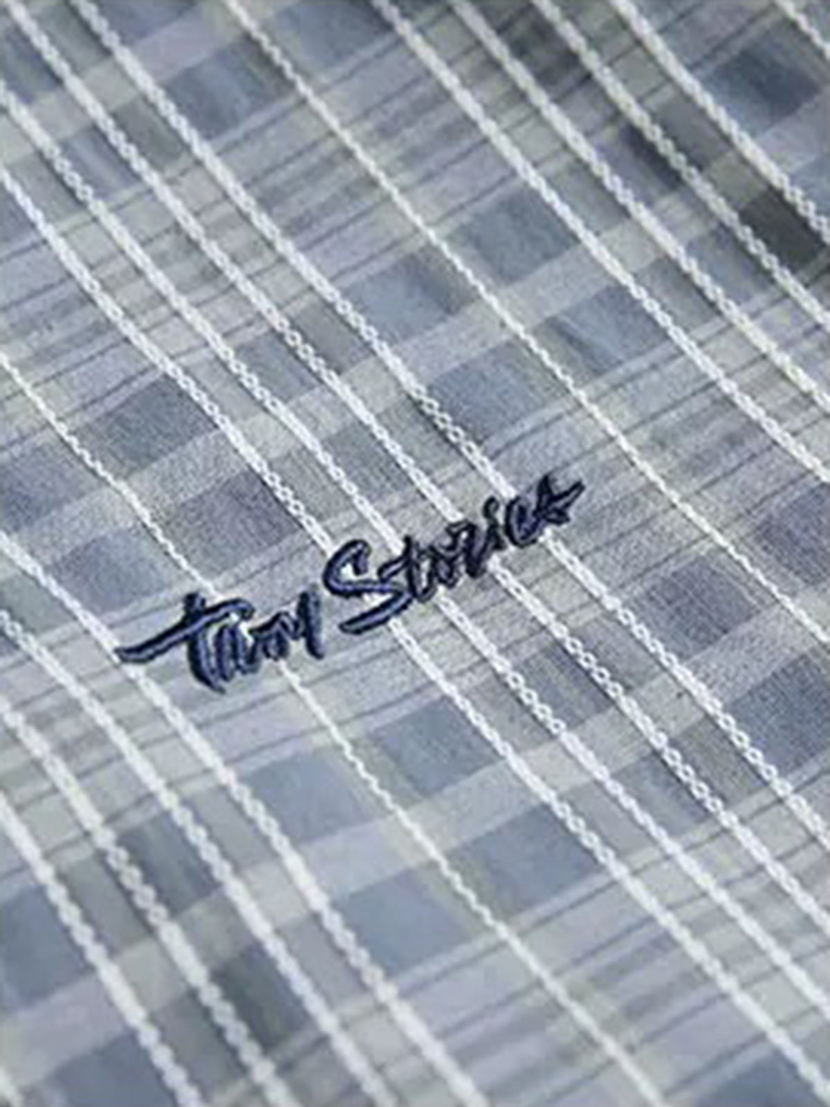 Co-ed Dorm Baggy Check Plaid Zip-up Shirt - Blue/Grey
