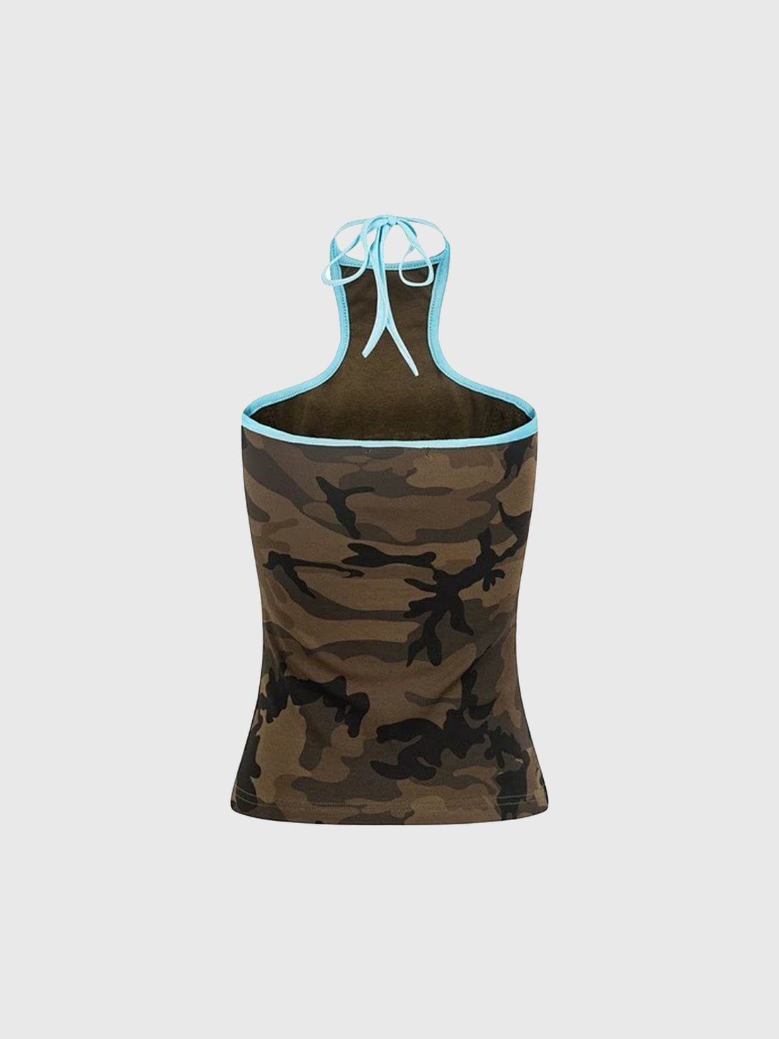 Brick Lane Halter Rhinestone Camouflage Contrast Top - Camo