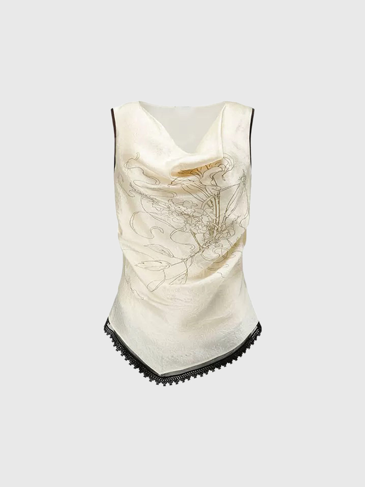 Dolled Office Lace Detailed Slim Fit Tank Top - Cream
