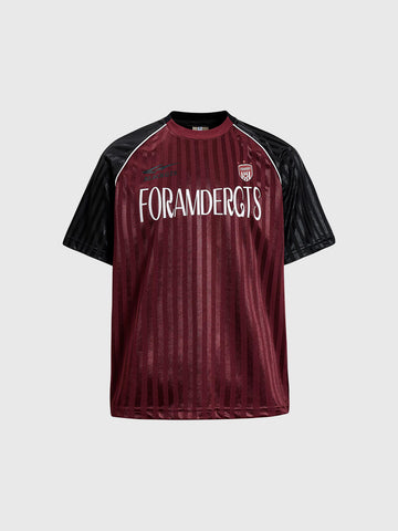 Co-ed Dorm Baggy Stripe Jersey Star Graphic - Burgundy
