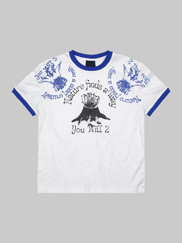 Co-ed Dorm Baggy Stripe Jersey Totem Graphic - White