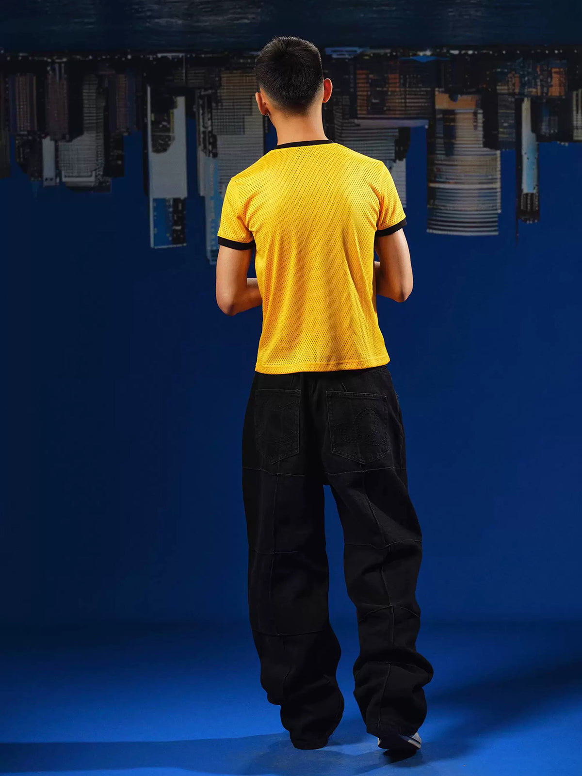 Co-ed Dorm Baggy Stripe Jersey Totem Graphic - Yellow