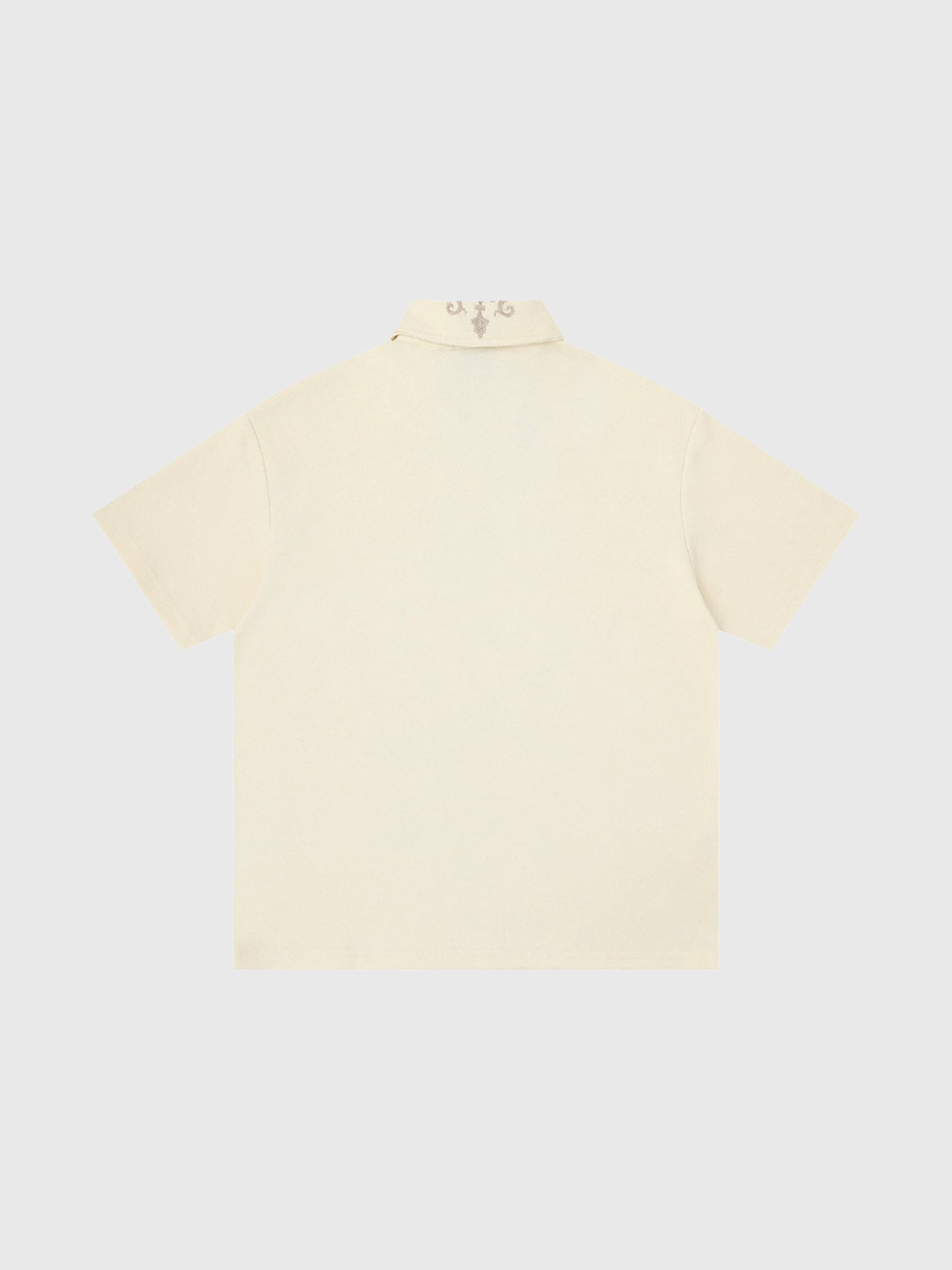 Co-ed Dorm Baggy Lace-up Embroidered Polo - Apricot