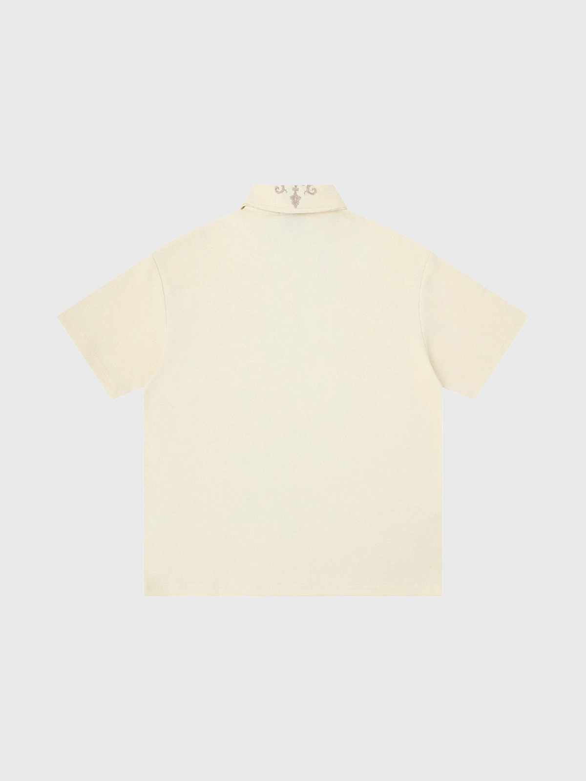 Co-ed Dorm Baggy Lace-up Embroidered Polo - Apricot