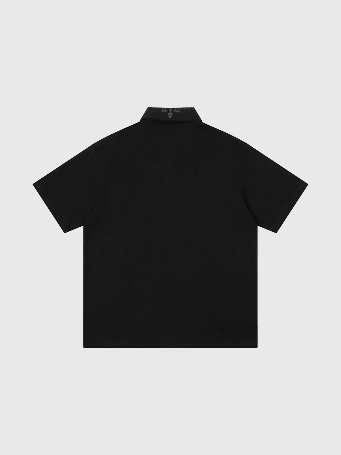 Co-ed Dorm Baggy Lace-up Embroidered Polo - Black