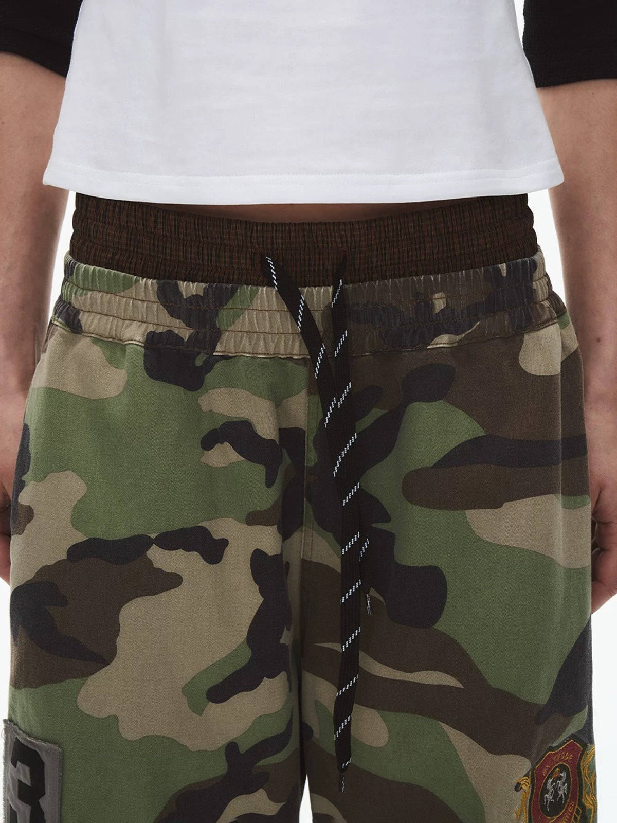 Brick Lane Wide-leg Camouflage Side Stripe Utility Pants - Camo