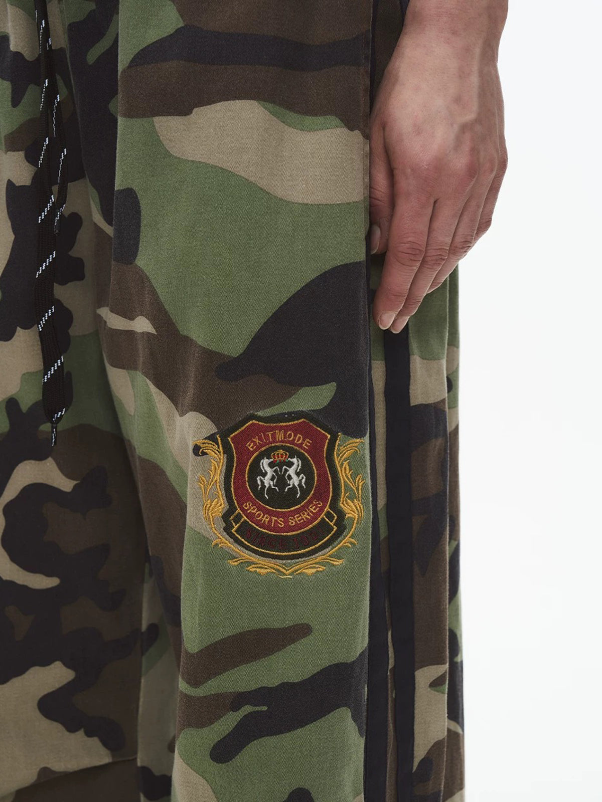 Brick Lane Wide-leg Camouflage Side Stripe Utility Pants - Camo
