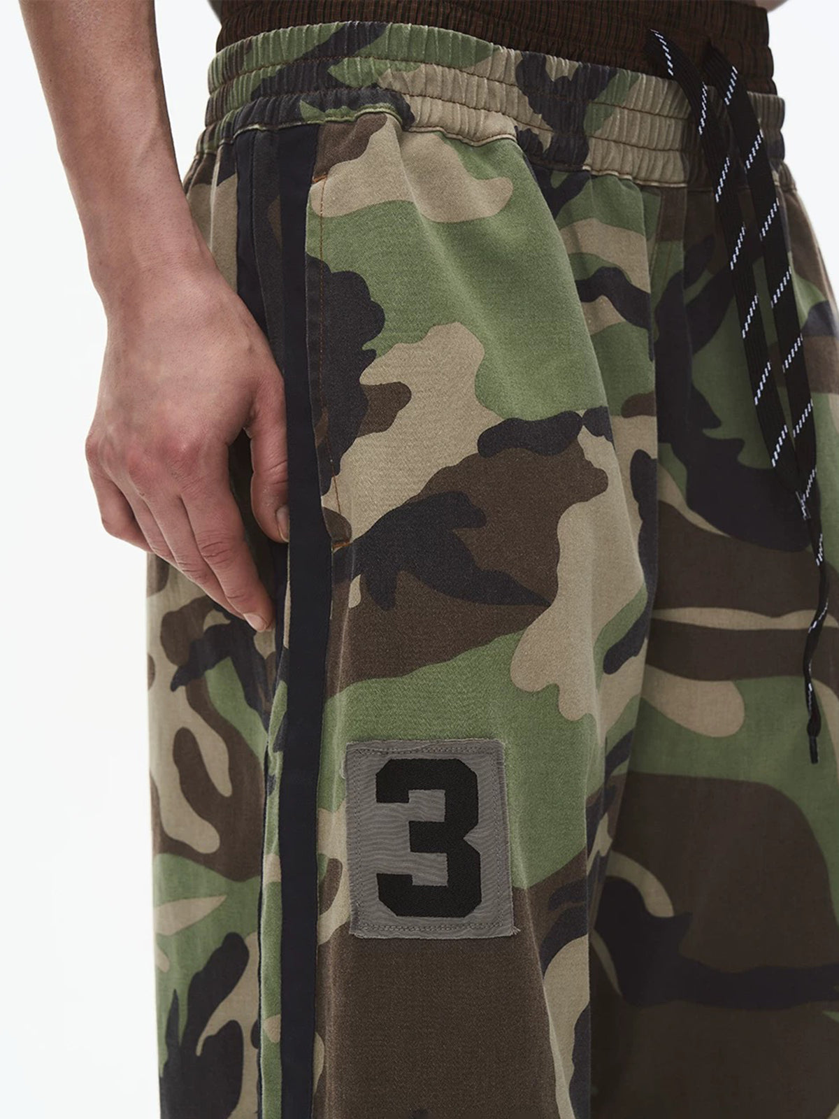 Brick Lane Wide-leg Camouflage Side Stripe Utility Pants - Camo