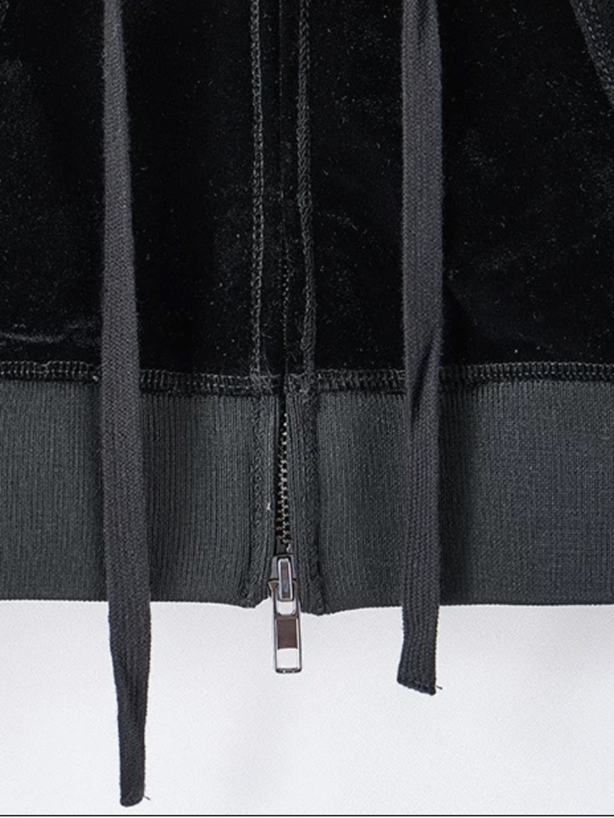 Co-ed Dorm Skimming Velour Cropped Zip-up Hoodie - Black