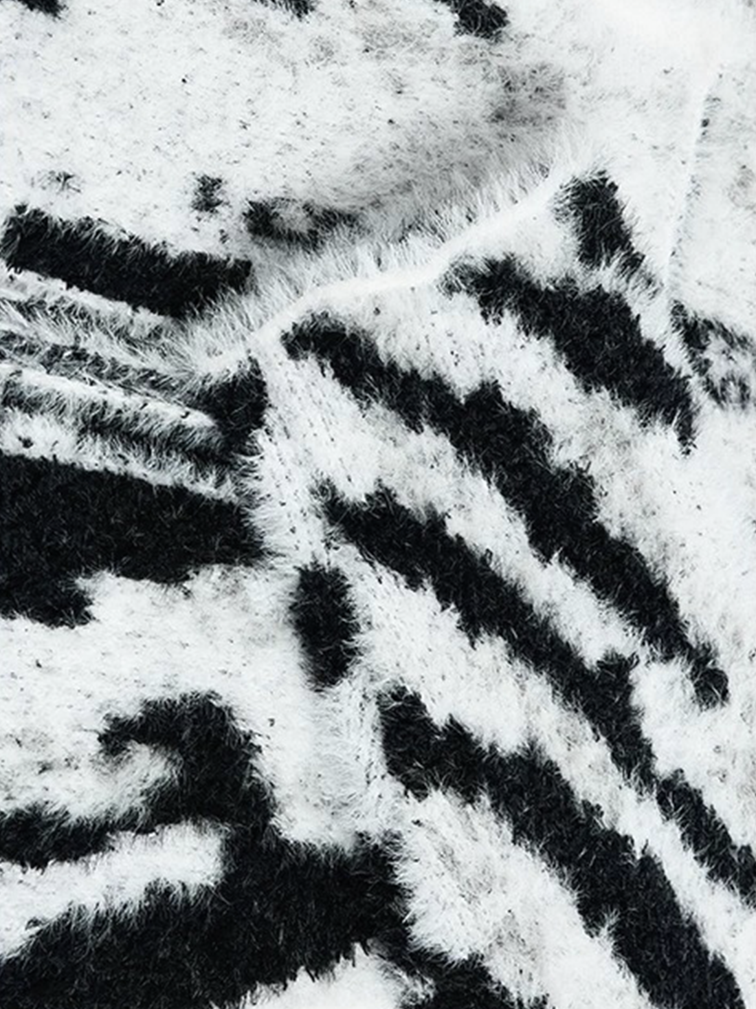 Co-ed Dorm Baggy Star Pattern Knit Zip-up Hoodie - Grey