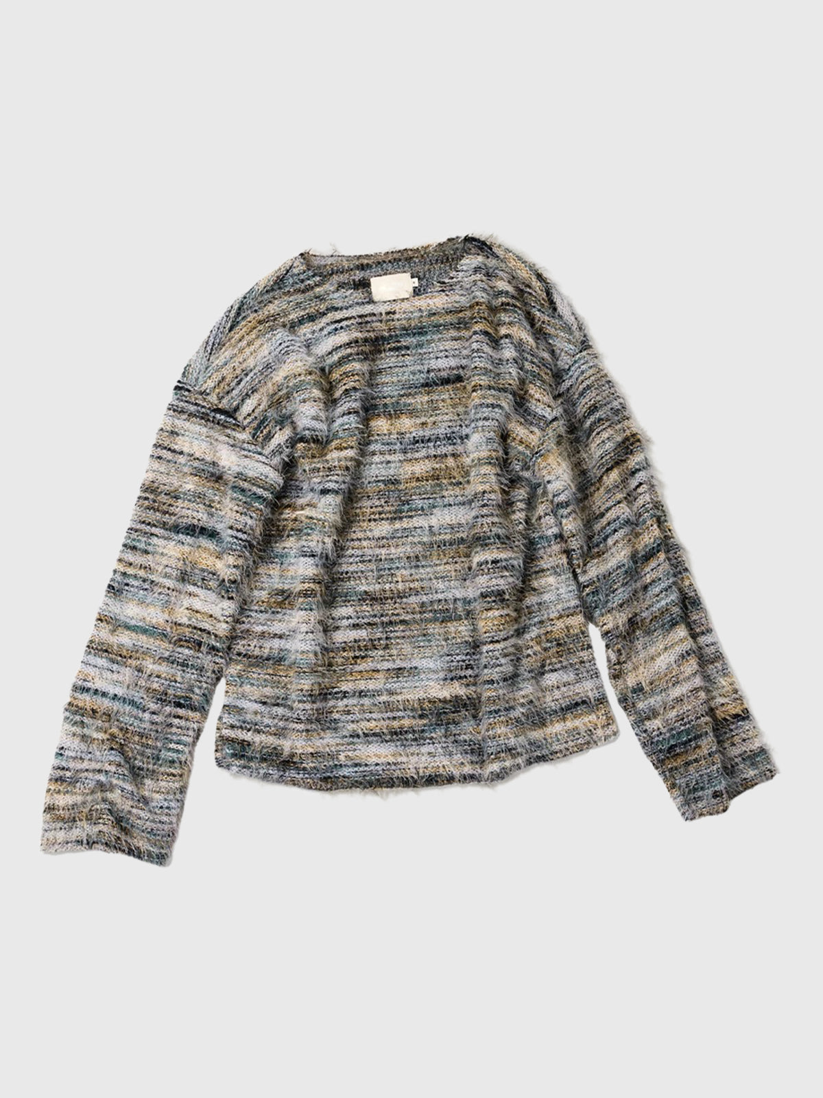 Co-ed Dorm Baggy Space-Dye Knit Sweater - Grey