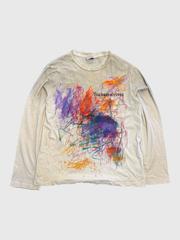 Co-ed Dorm Baggy Paint Splatter Graphic Sweatshirt - White