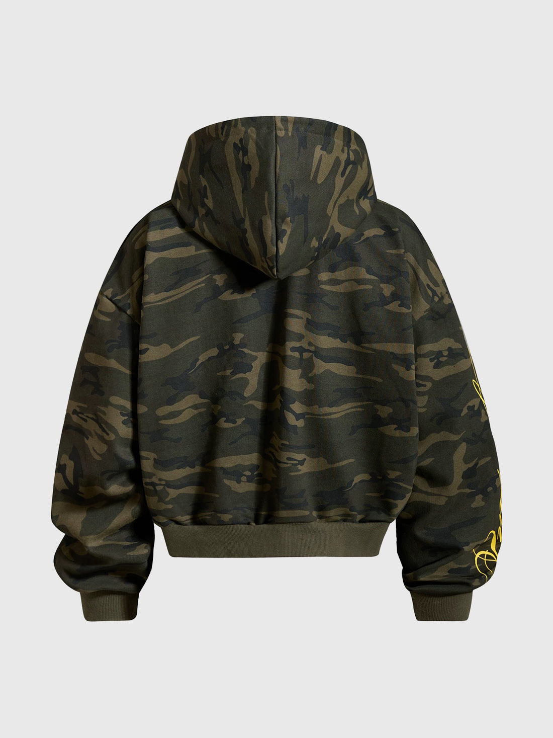 Co-ed Dorm Baggy Camouflage Graphic Zip-up Hoodie - Green
