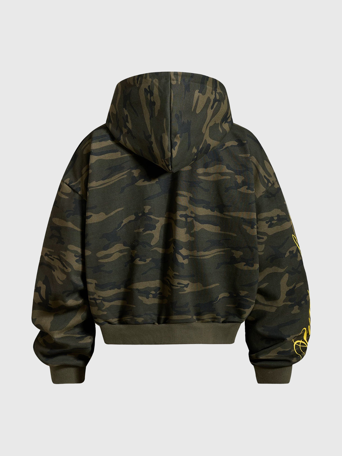 Co-ed Dorm Baggy Camouflage Graphic Zip-up Hoodie - Green
