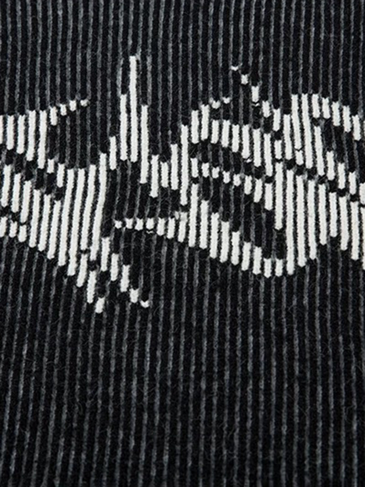 Co-ed Dorm Baggy Graphic Mock-Neck Knit Sweater - Black