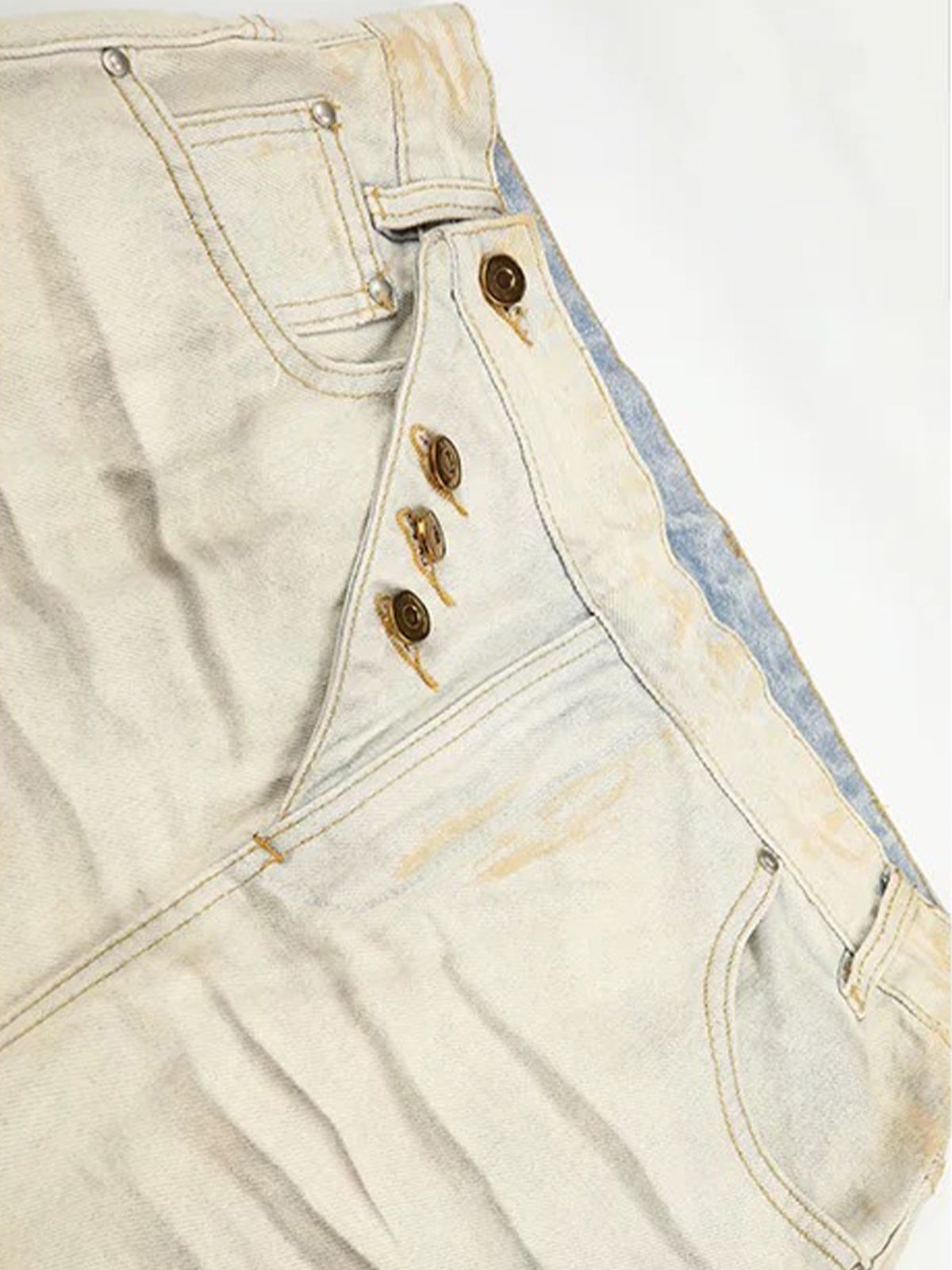 Co-ed Dorm Wide-leg Distressed Pleated Pants - White
