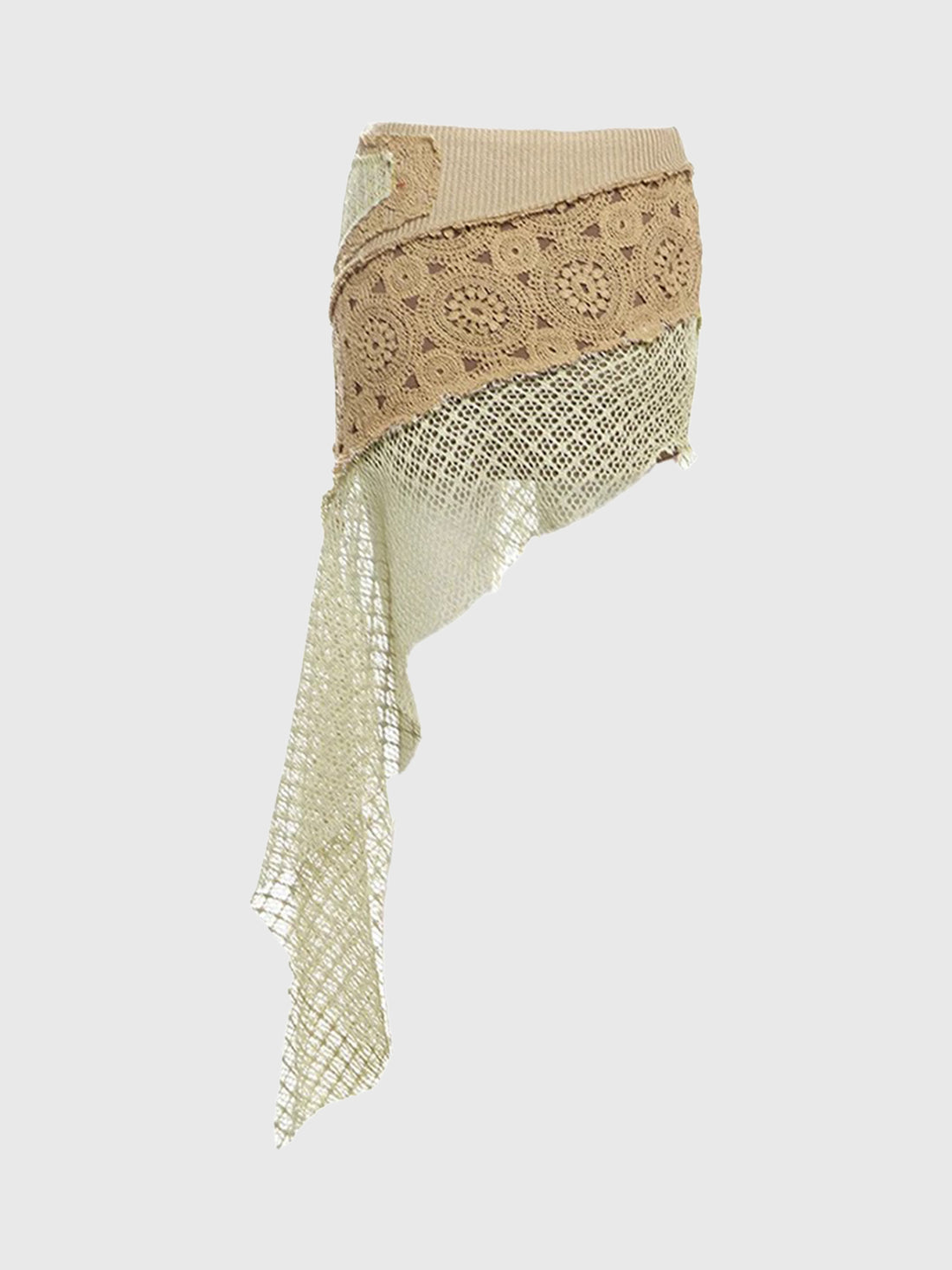Brick Lane Asymmetric Deconstructed Mini Skirt - Apricot