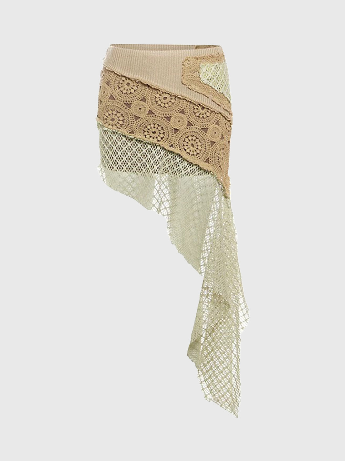 Brick Lane Asymmetric Deconstructed Mini Skirt - Apricot