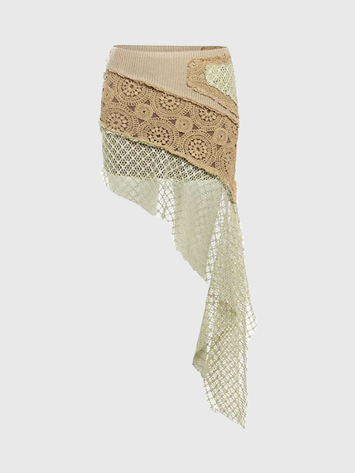 Brick Lane Asymmetric Deconstructed Mini Skirt - Apricot