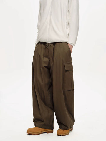 Co-ed Dorm Wide-leg Slouchy Relaxed Pants - Brown