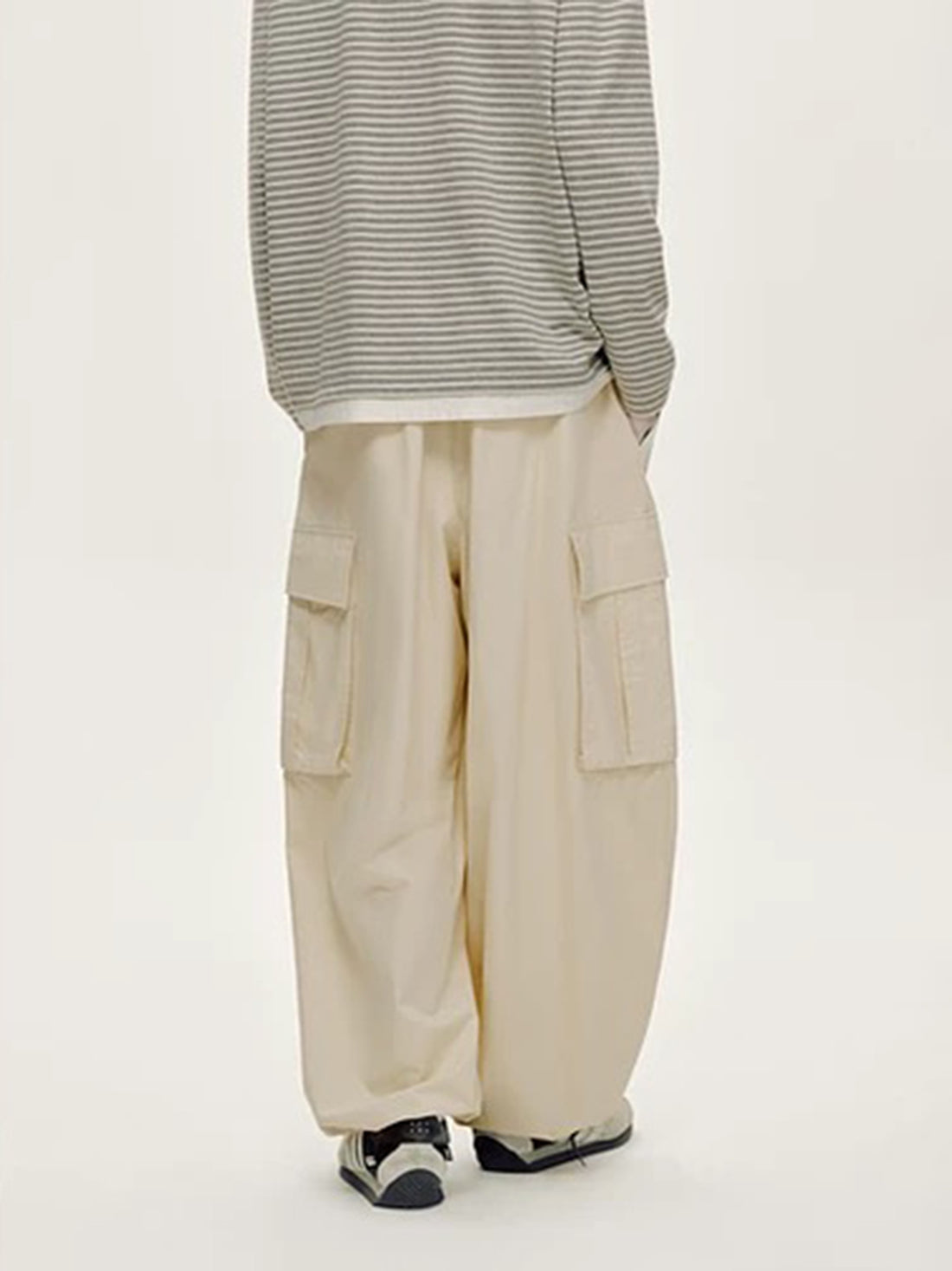 Co-ed Dorm Wide-leg Utility Straight Pants - Cream