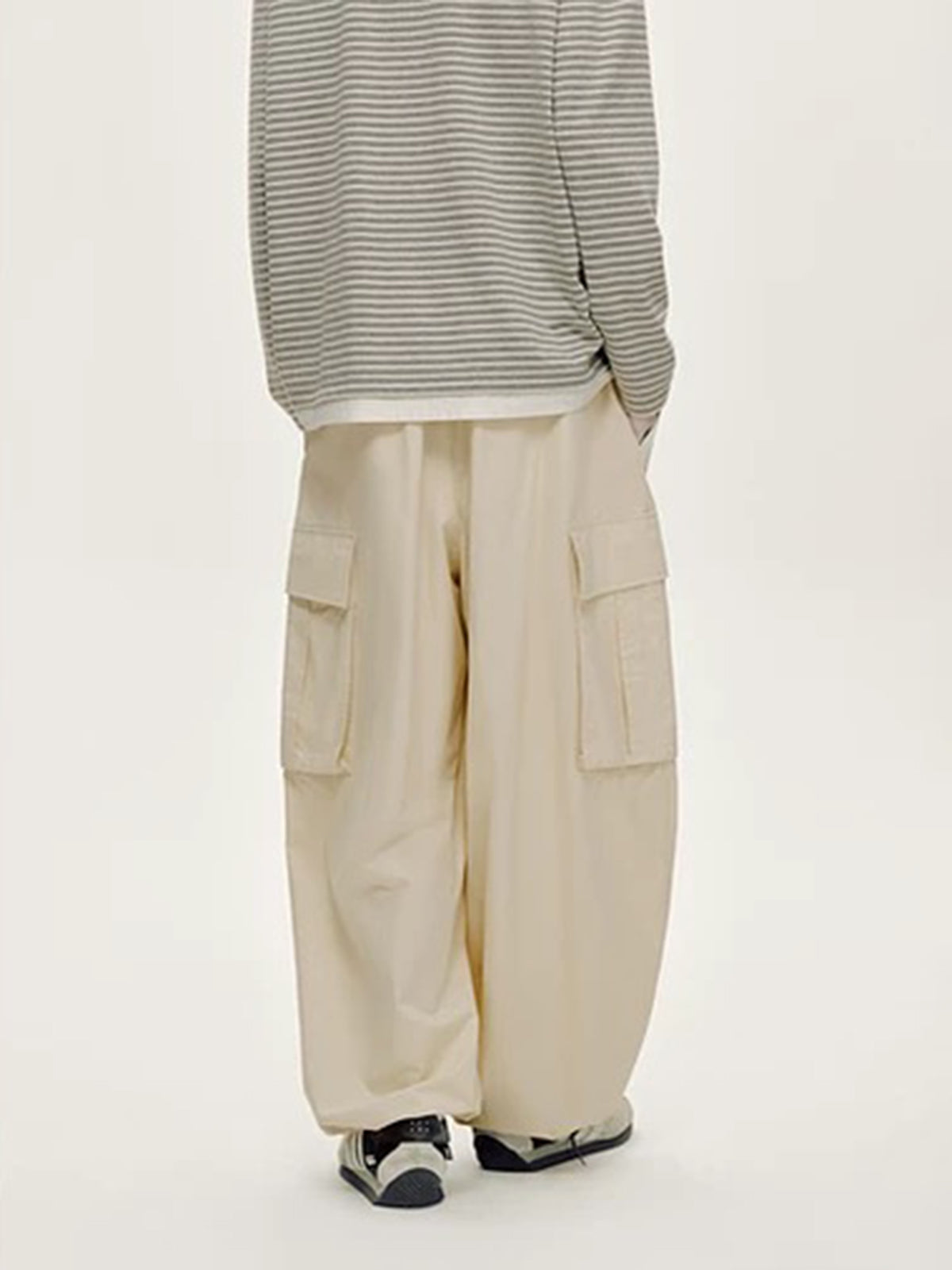 Co-ed Dorm Wide-leg Utility Straight Pants - Cream
