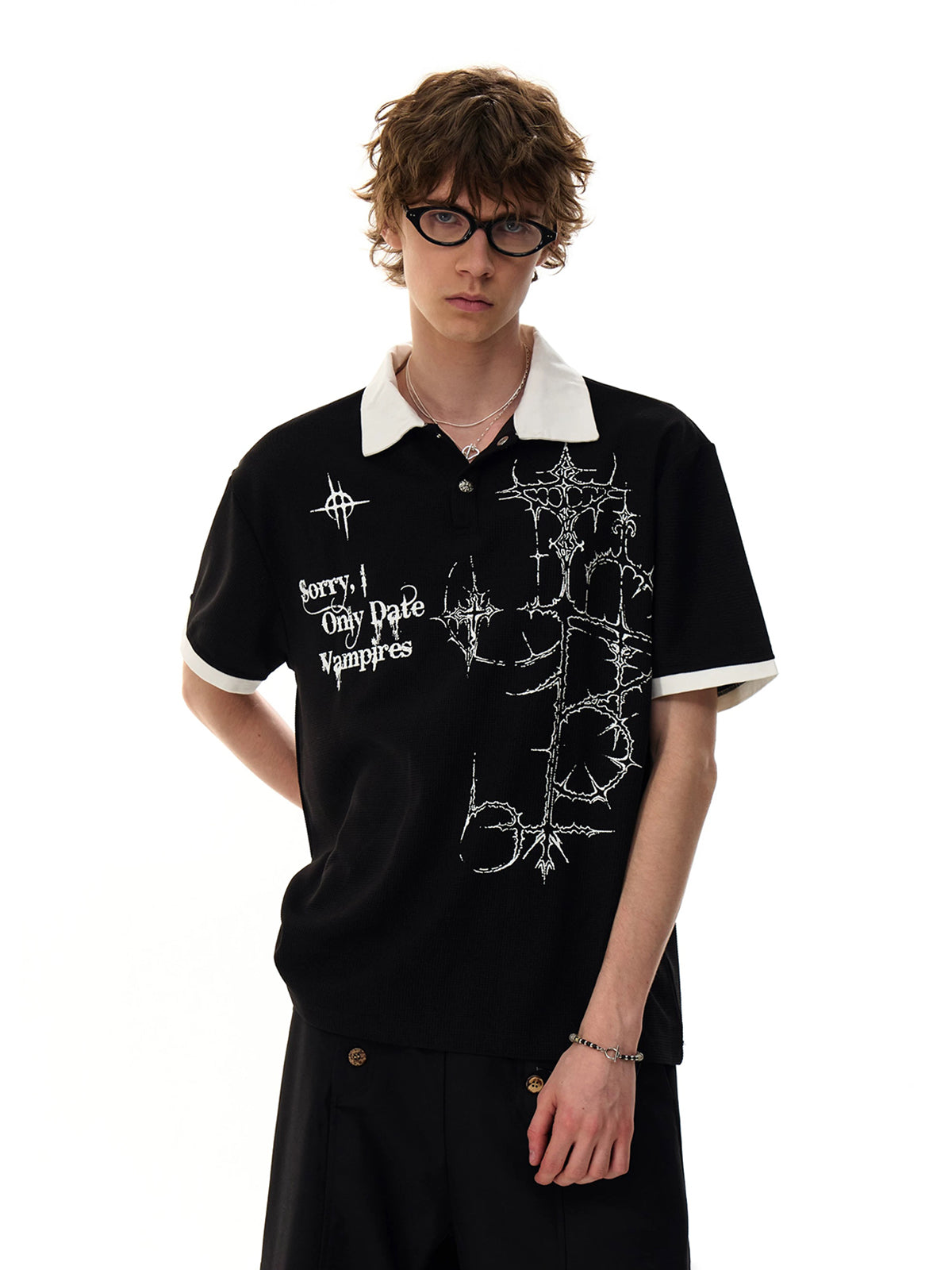 Co-ed Dorm Baggy Typography Graphic Tee - Black