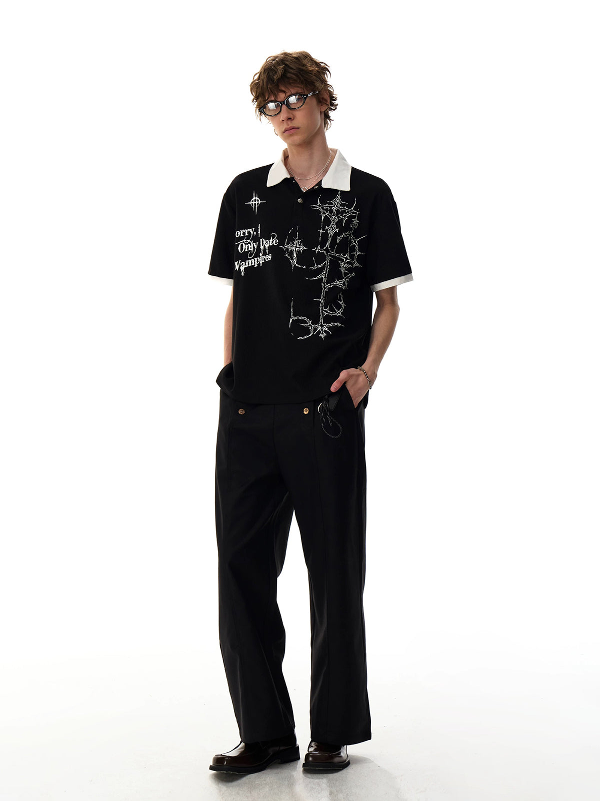 Co-ed Dorm Baggy Typography Graphic Tee - Black