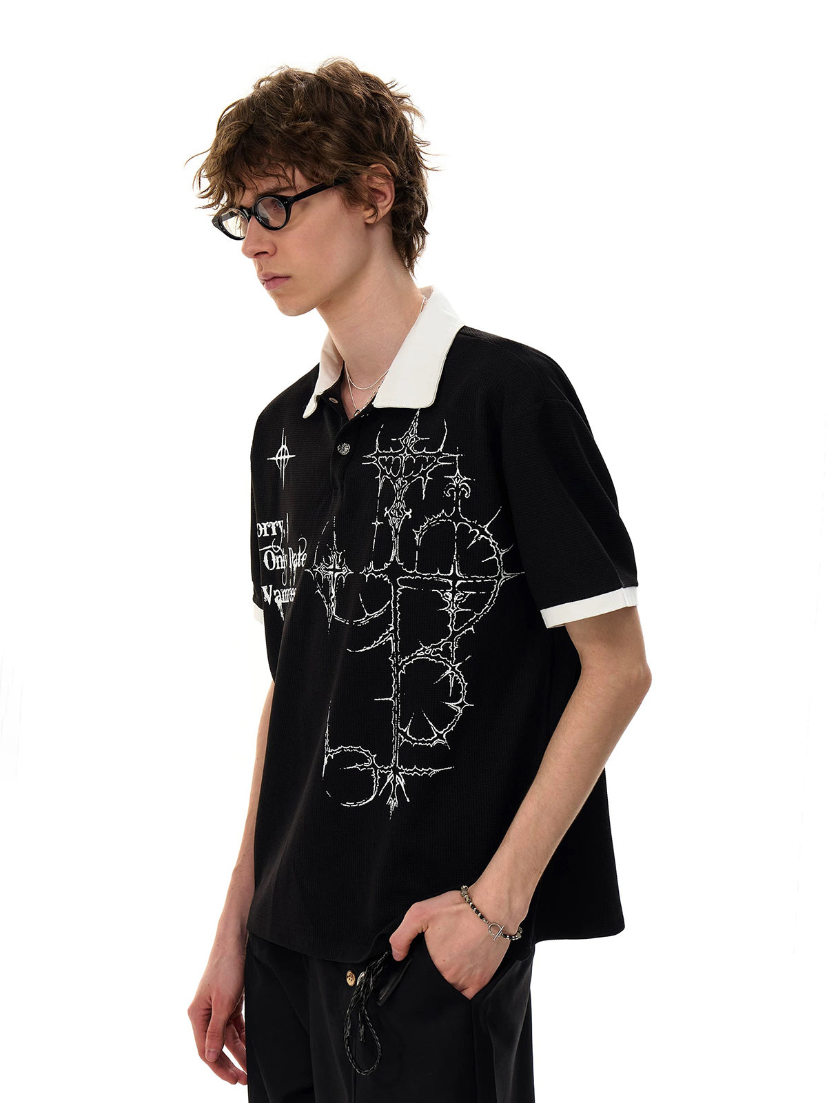 Co-ed Dorm Baggy Typography Graphic Tee - Black