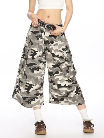Brick Lane Wide-leg Camouflage Relaxed Jorts - Camo