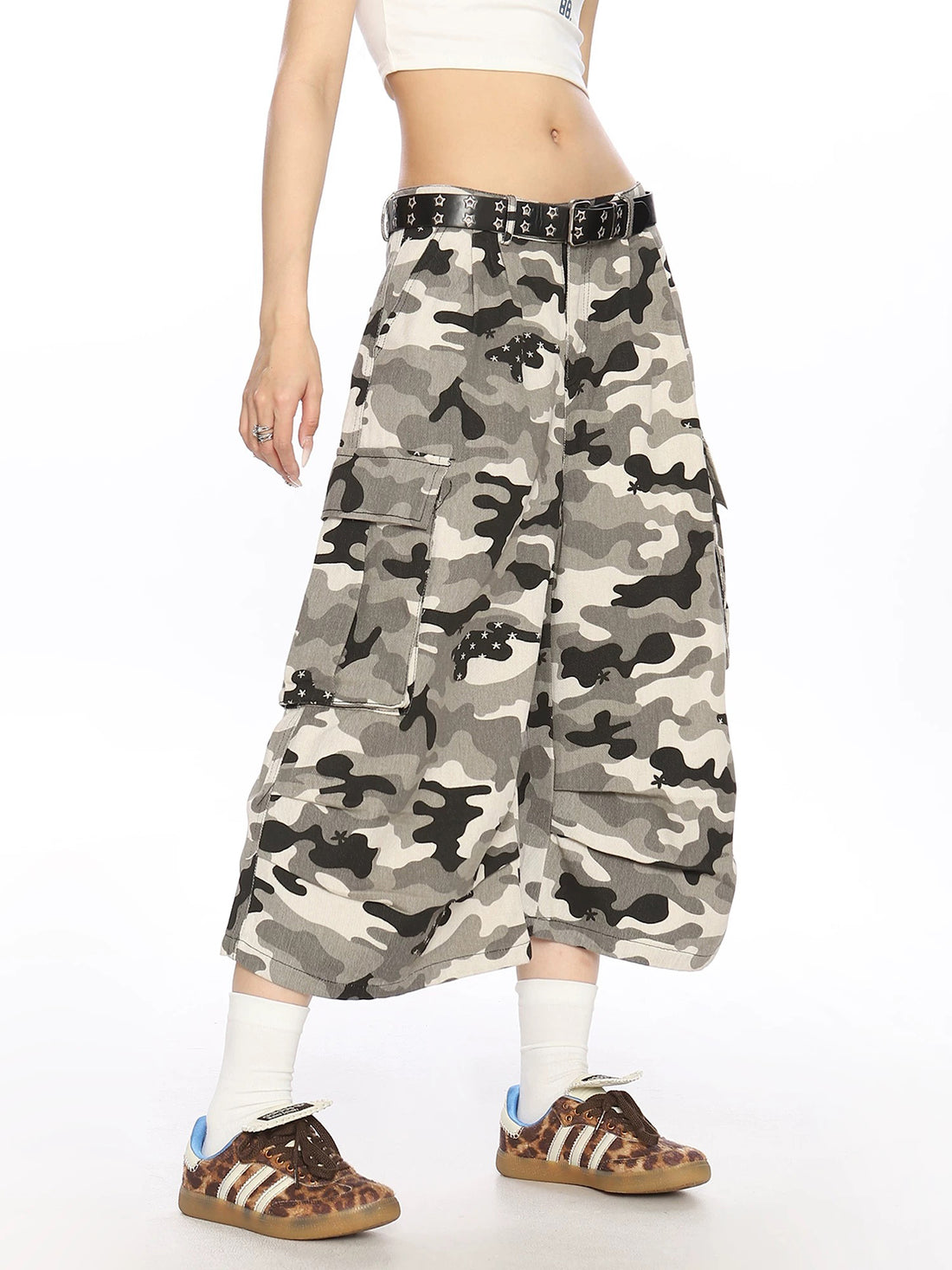 Brick Lane Wide-leg Camouflage Relaxed Jorts - Camo