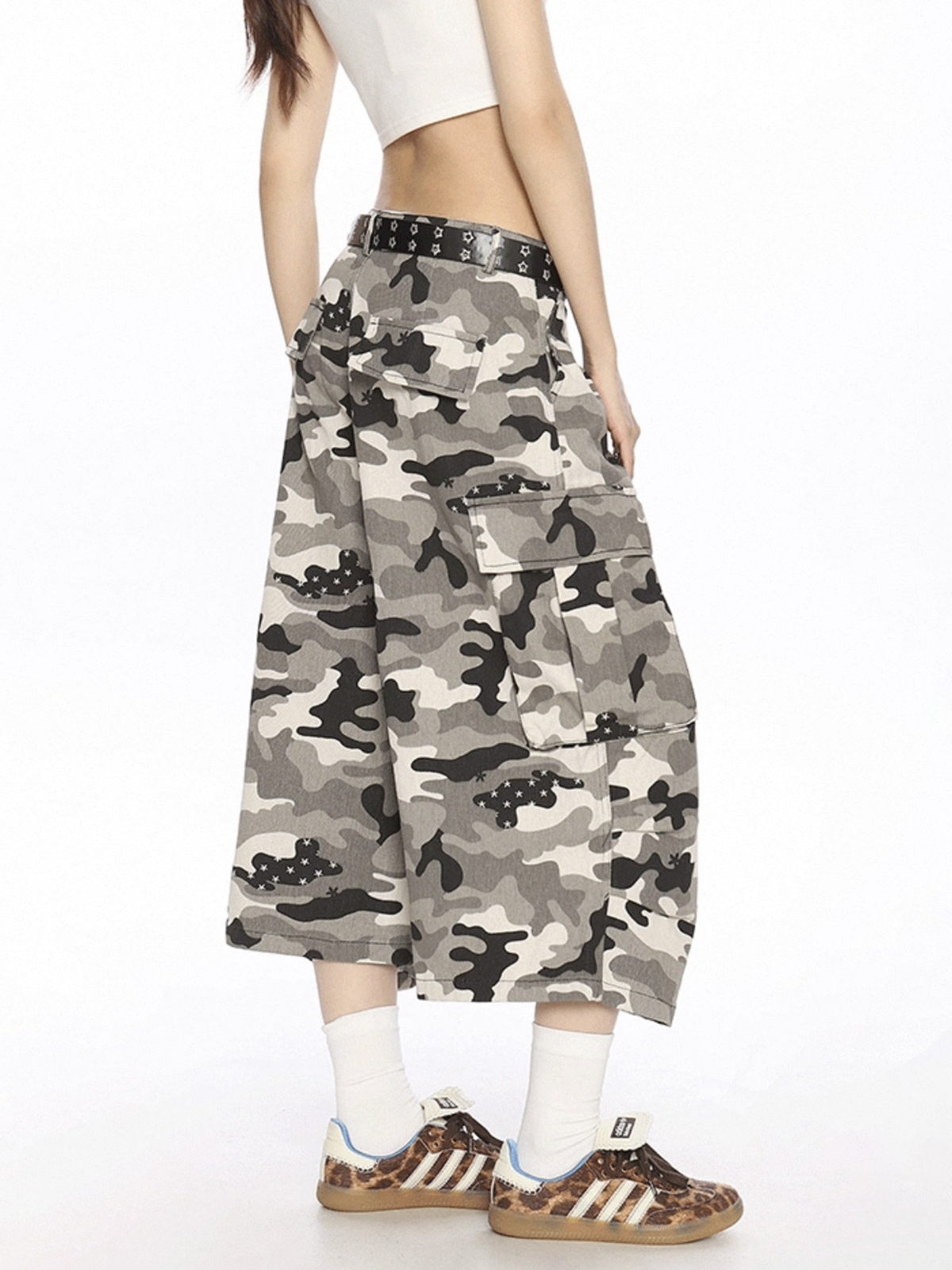 Brick Lane Wide-leg Camouflage Relaxed Jorts - Camo