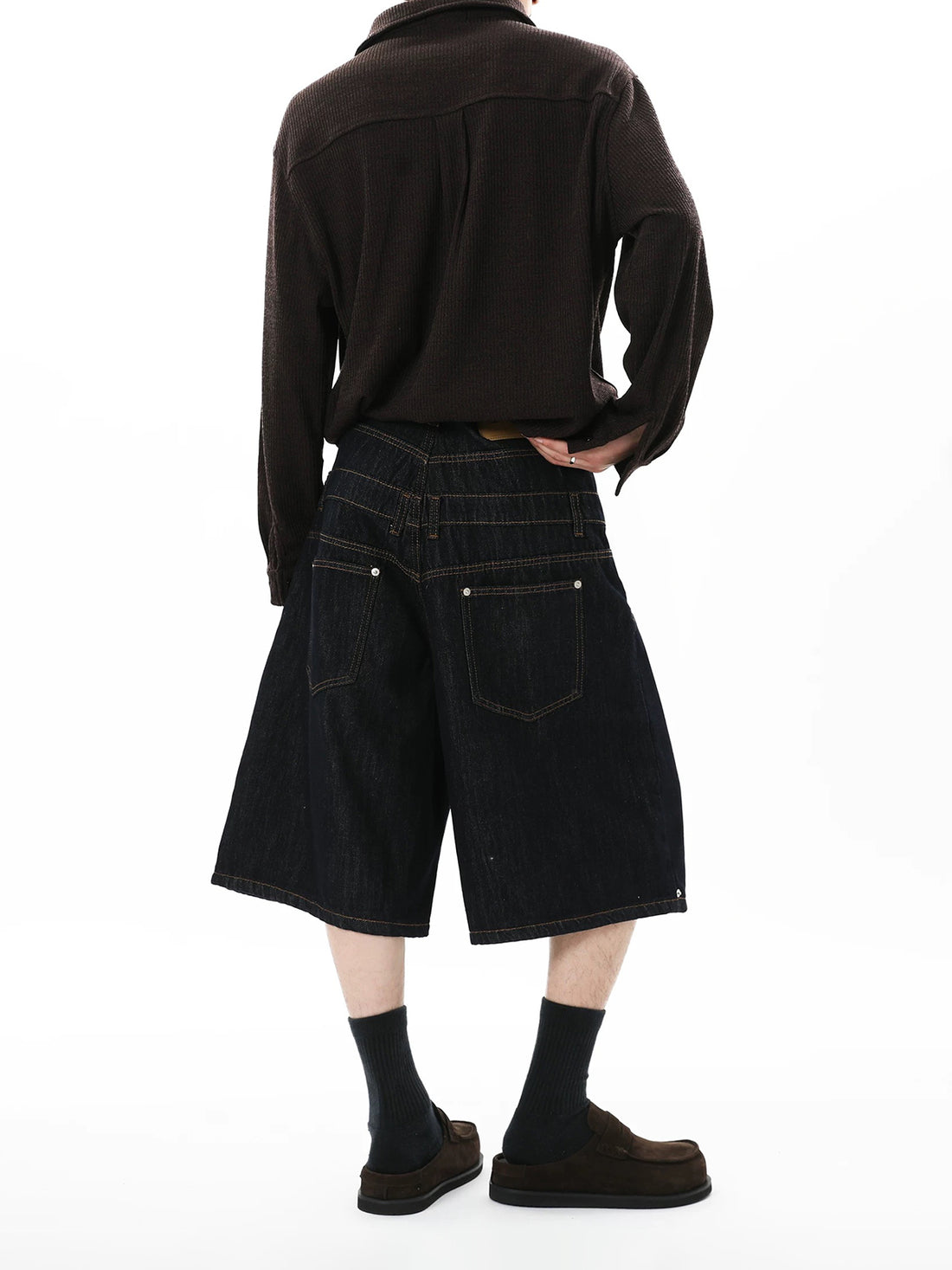 Co-ed Dorm Wide-leg Slouchy Utility Jorts - Black