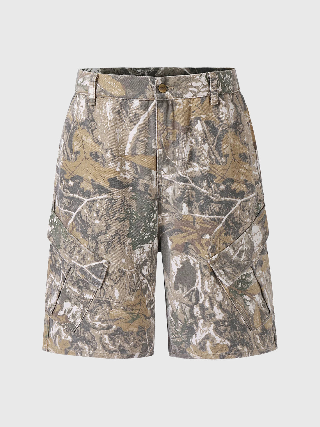 Co-ed Dorm Straight Camouflage Utility Jorts - Brown Camo