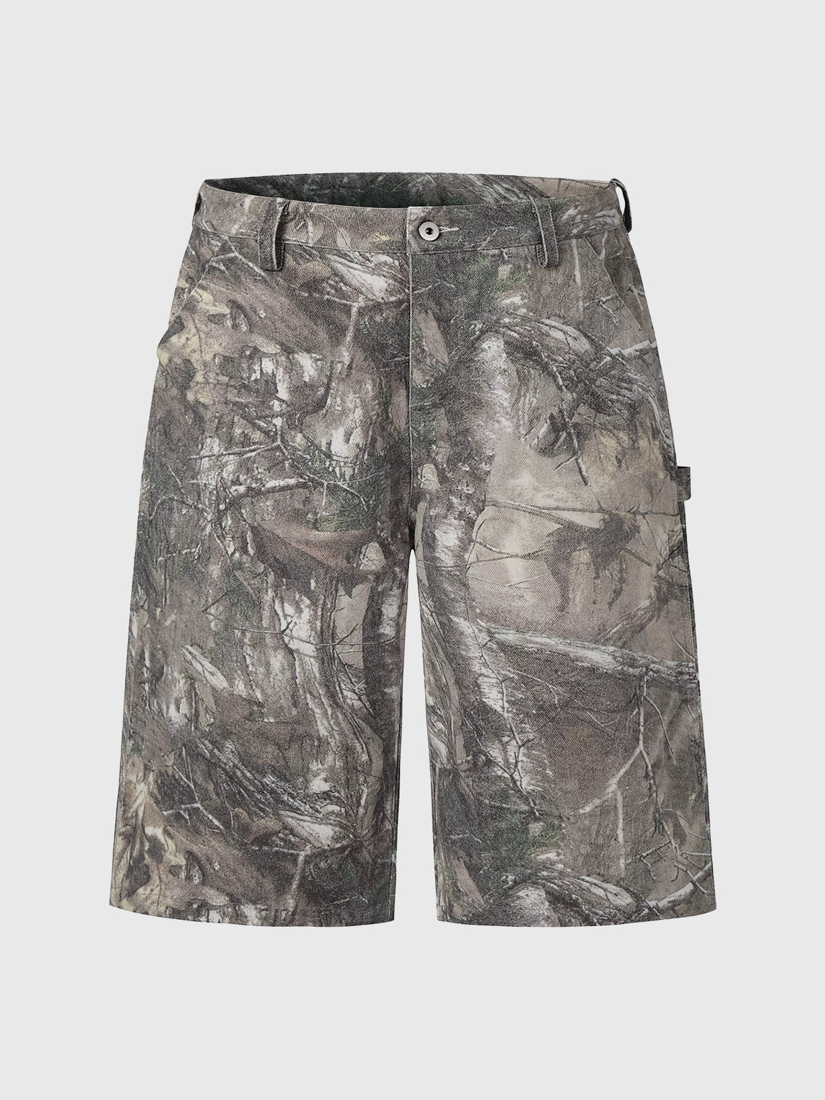 Co-ed Dorm Straight Camouflage Utility Jorts - Grey Camo