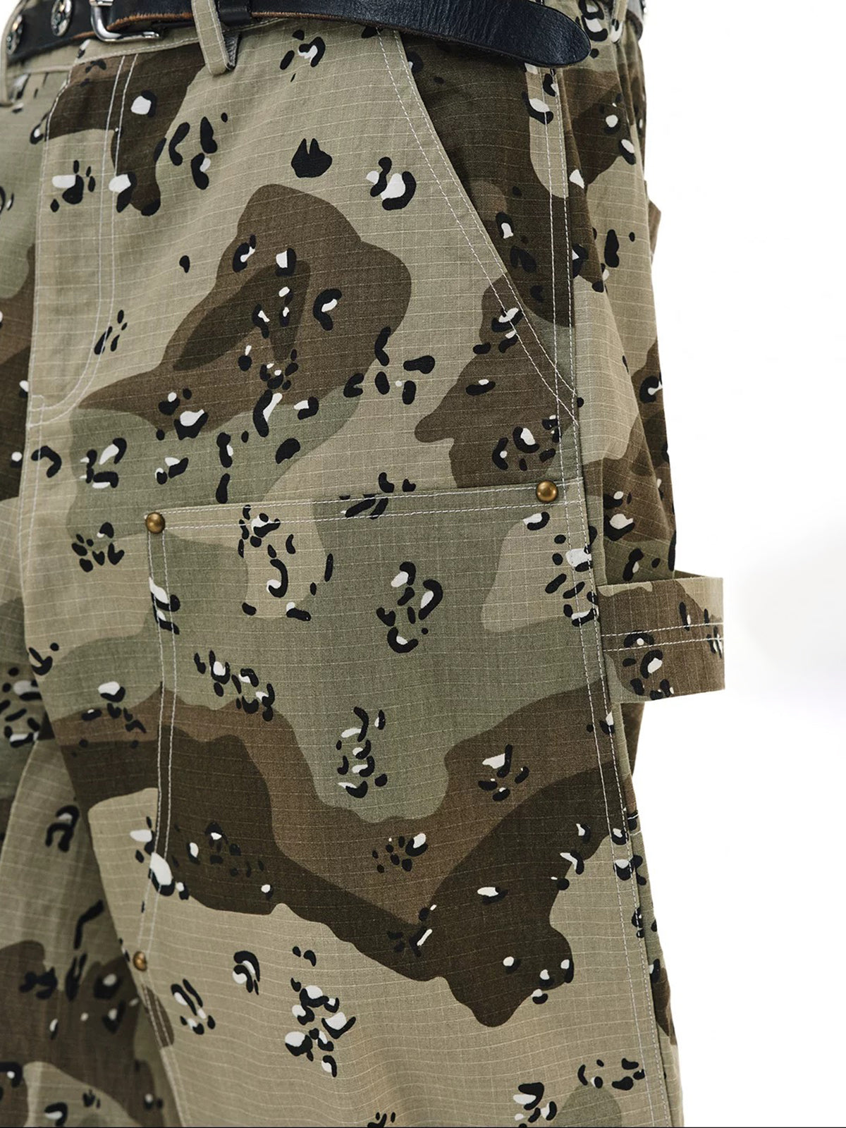 Brick Lane Curved Cut Camouflage Washed Utility Pants - Camo