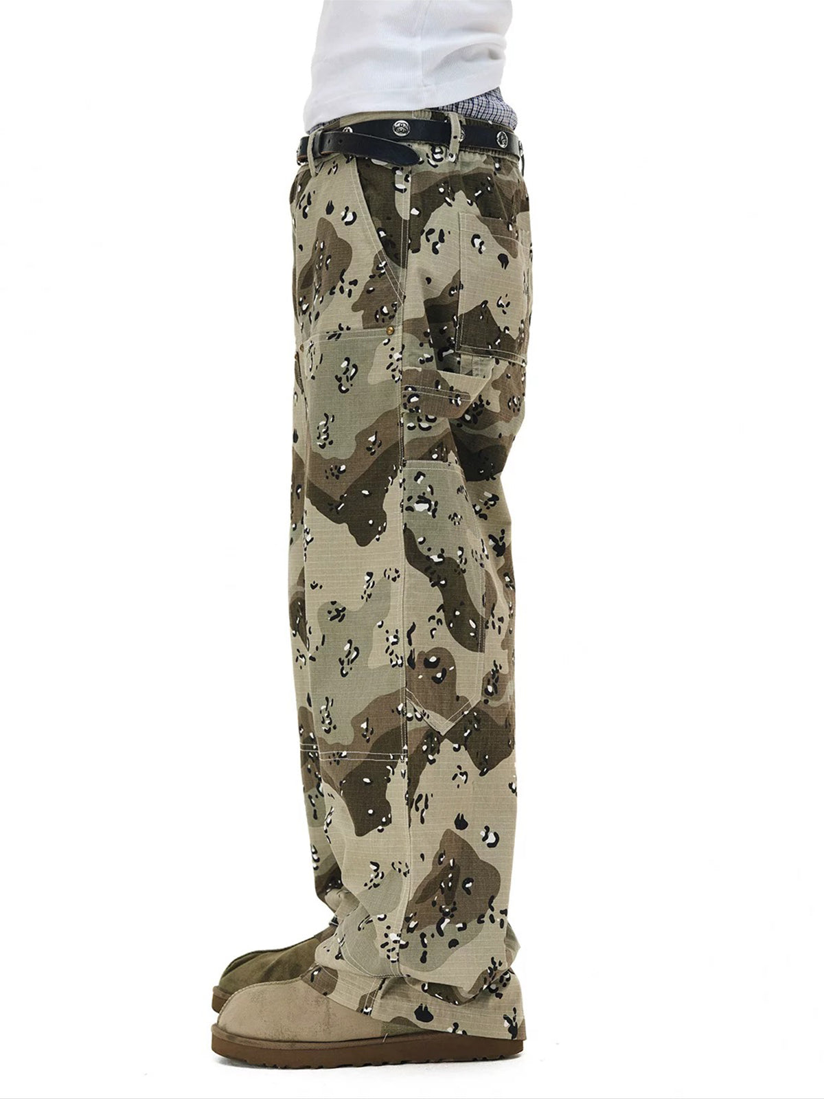 Brick Lane Curved Cut Camouflage Washed Utility Pants - Camo