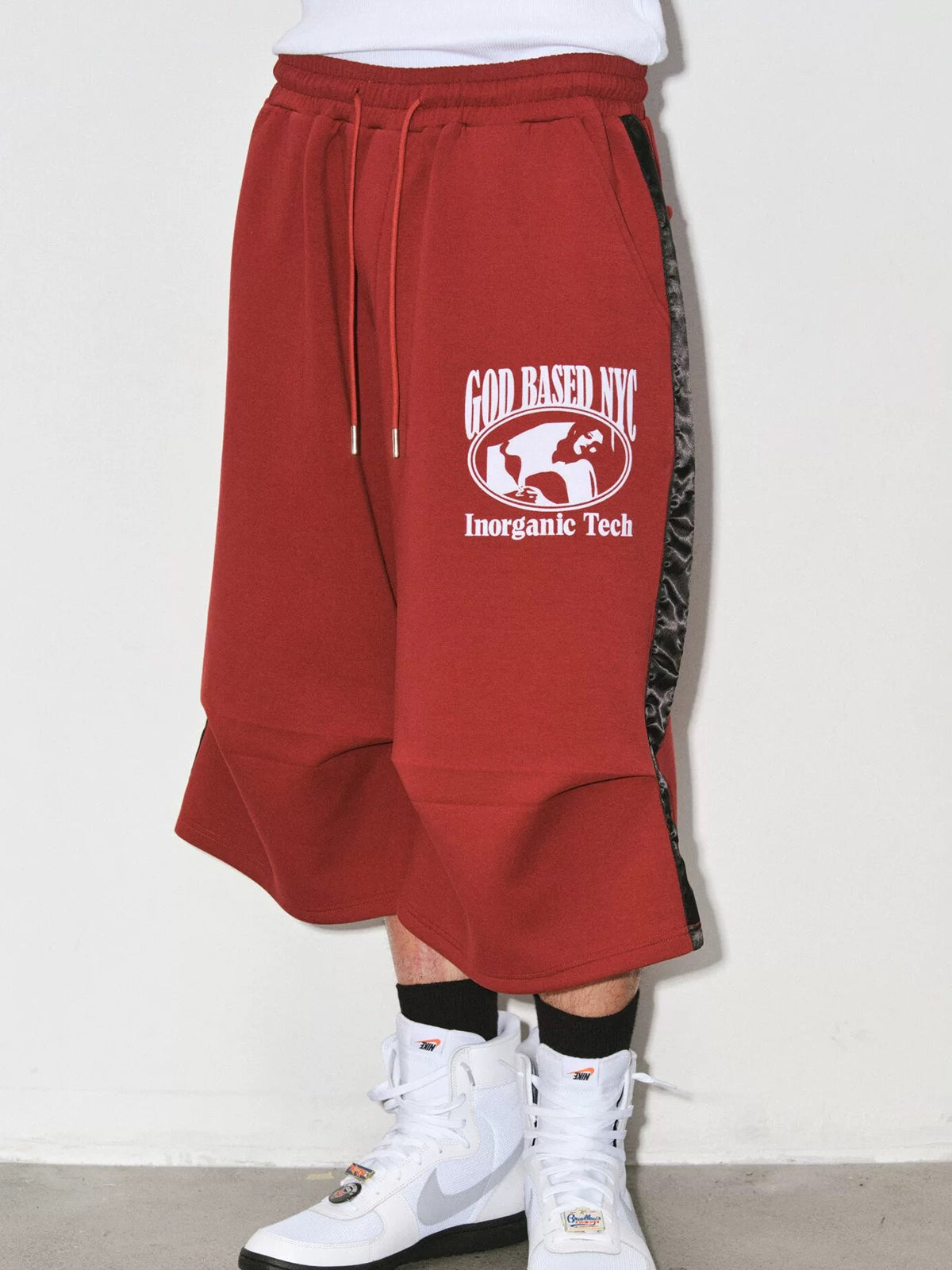 Brick Lane Wide-leg Print Graphic Relaxed Capri Pants - Red