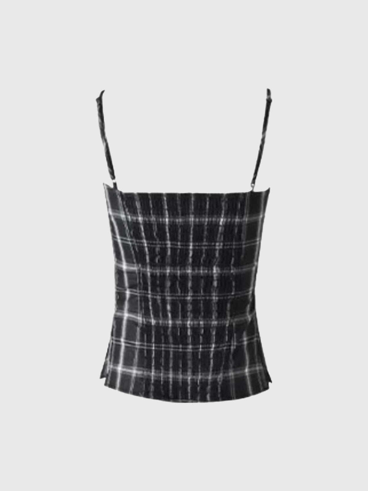 Brick Lane Skimming Check Plaid Strappy Tube Top - Mono