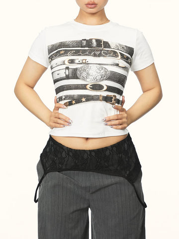 Brick Lane Skimming Print Retro Graphic Tee - White