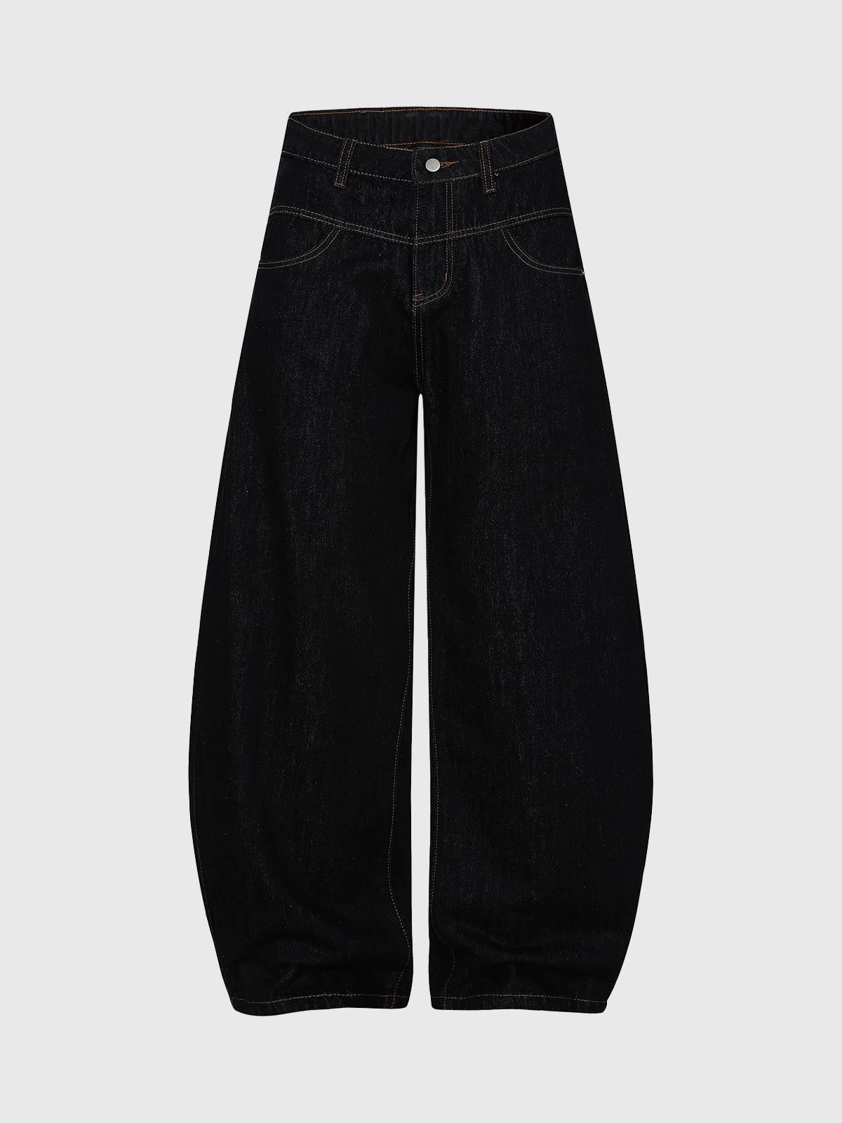 Brick Lane Curved Cut Print Graphic Washed Jeans - Black