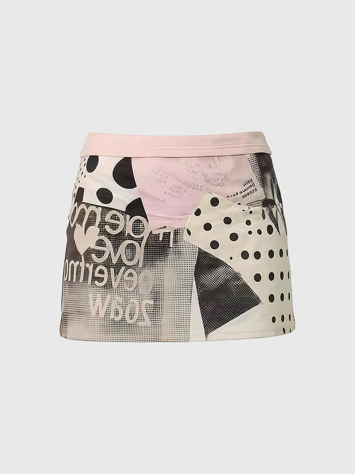 Brick Lane Skimming Dot Print Retro Mini Skirt - Pink