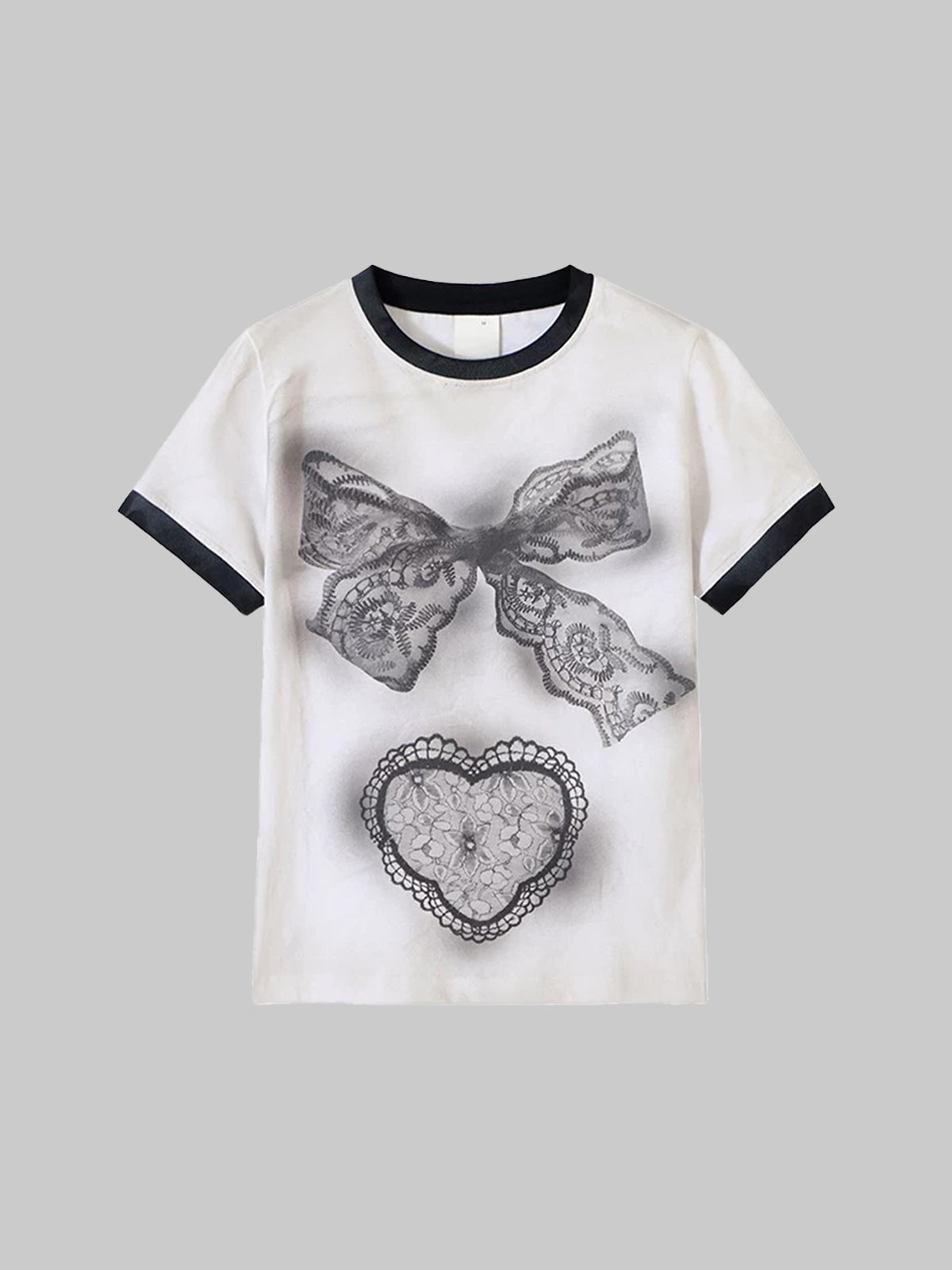 Brick Lane Skimming Print Bow Graphic Tee - White