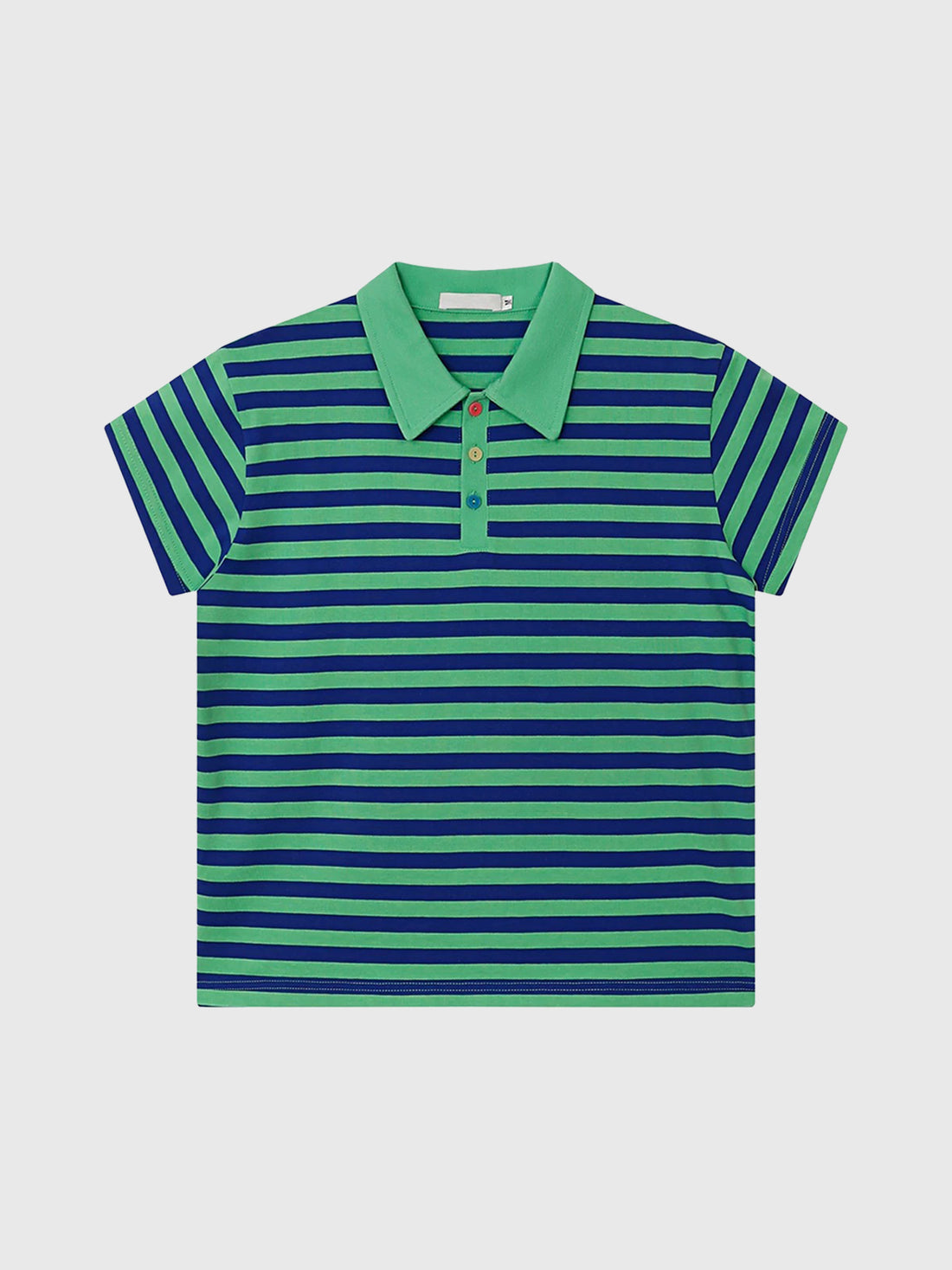 Co-ed Dorm Skimming Stripe Contrast Collar Polo - Green/Blue