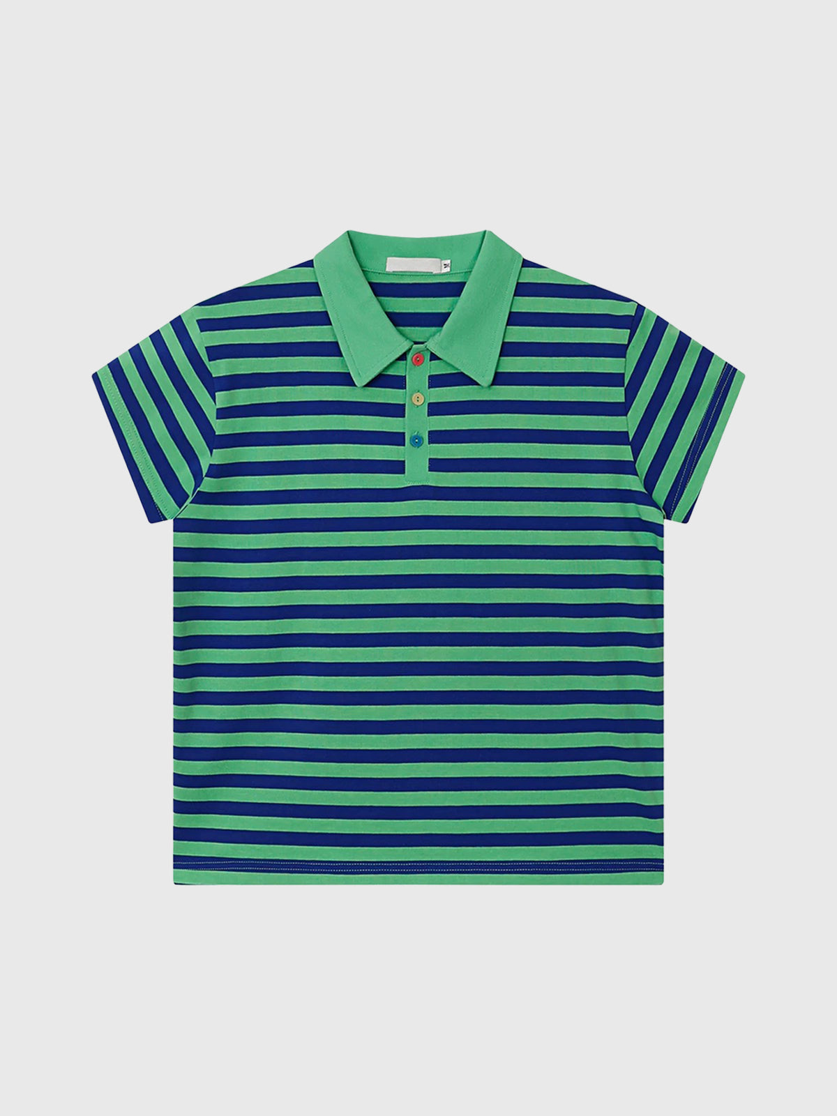 Co-ed Dorm Skimming Stripe Contrast Collar Polo - Green/Blue