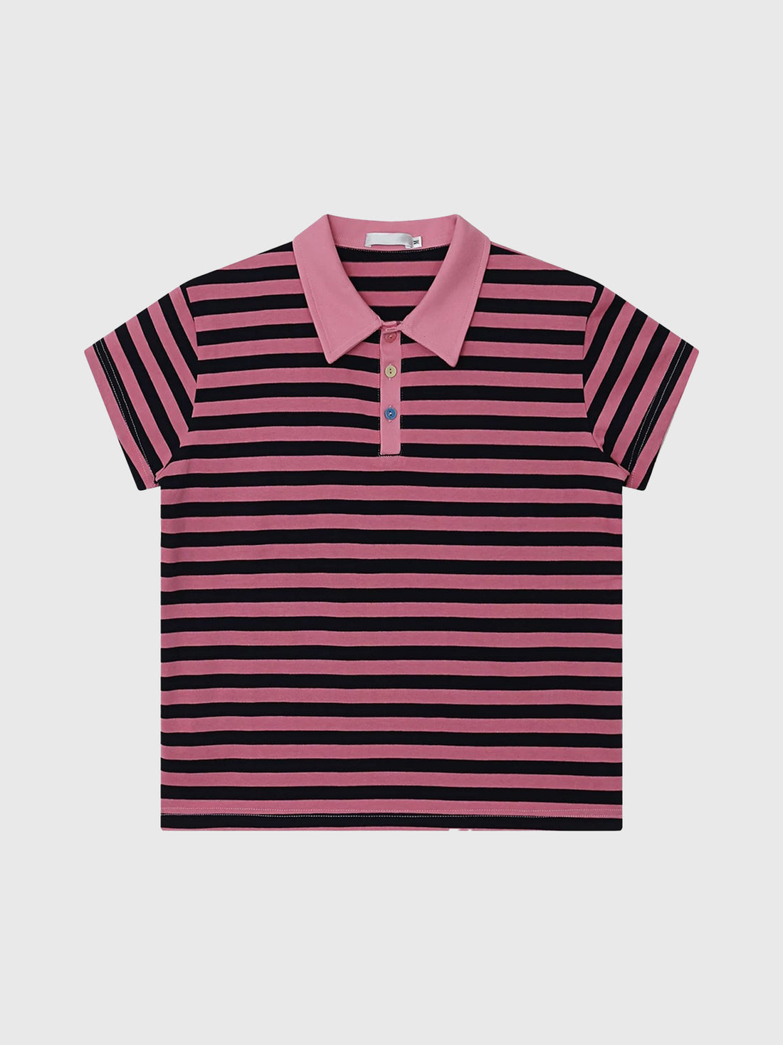 Co-ed Dorm Skimming Stripe Contrast Collar Polo - Purple/Black