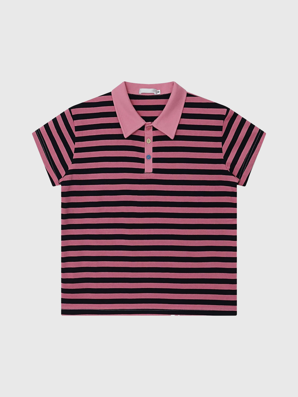 Co-ed Dorm Skimming Stripe Contrast Collar Polo - Purple/Black