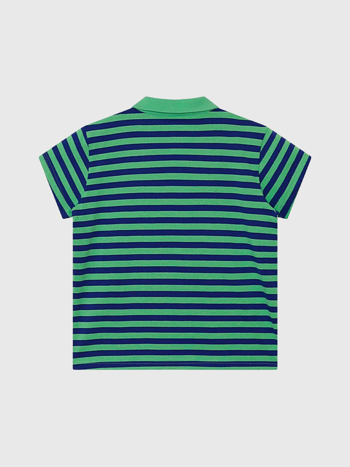 Co-ed Dorm Skimming Stripe Contrast Collar Polo - Green/Blue