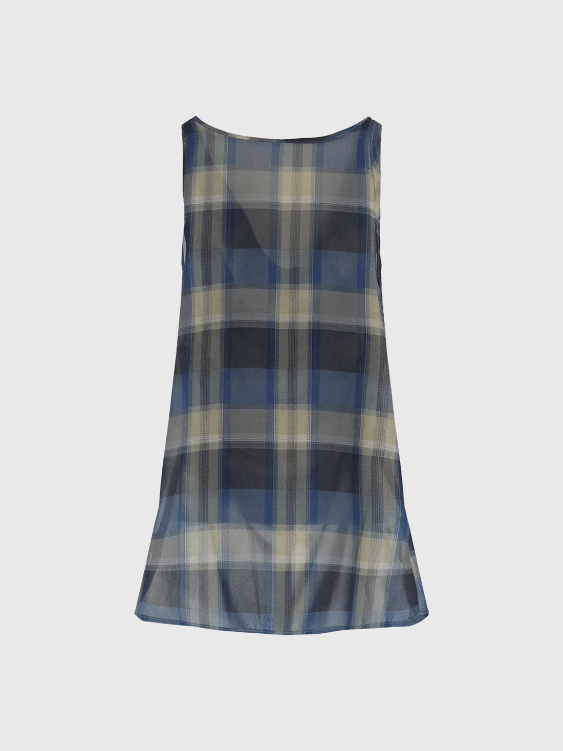 Dolled Office Draped Mesh Check Plaid Dress - Blue